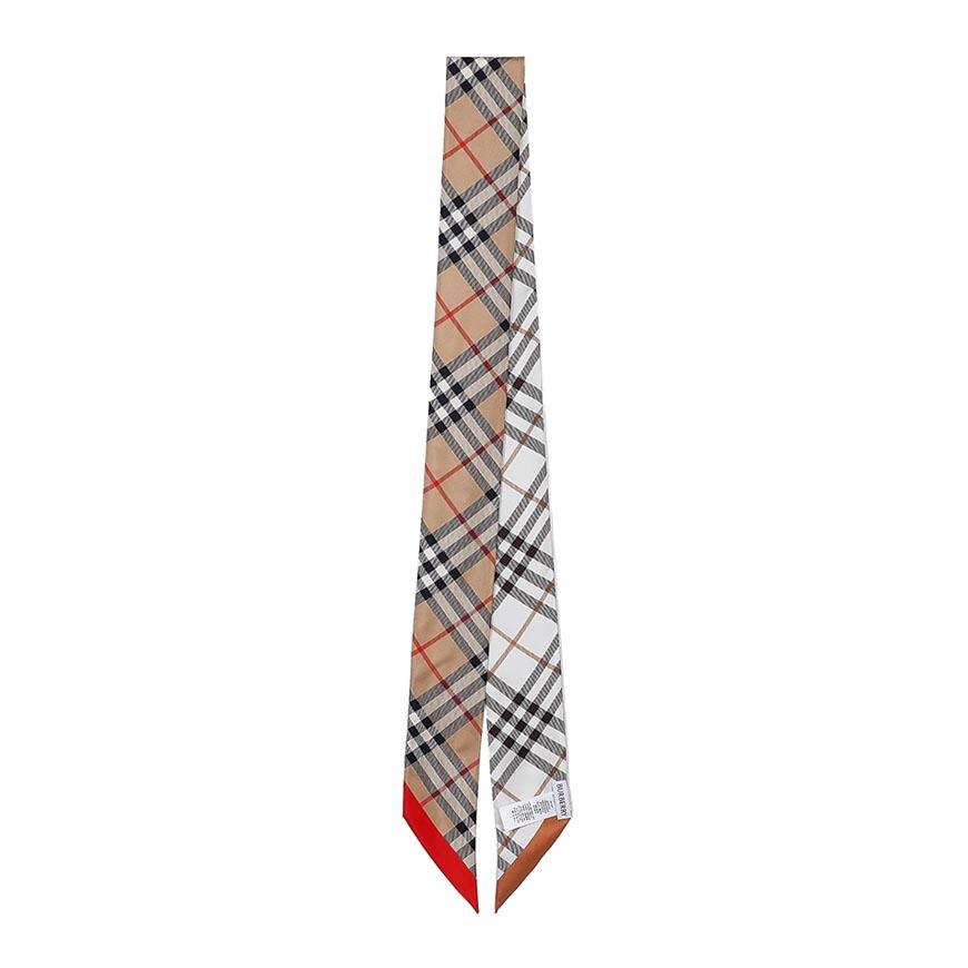 BURBERRY Women’s Contrast Check Silk Skinny Scarf