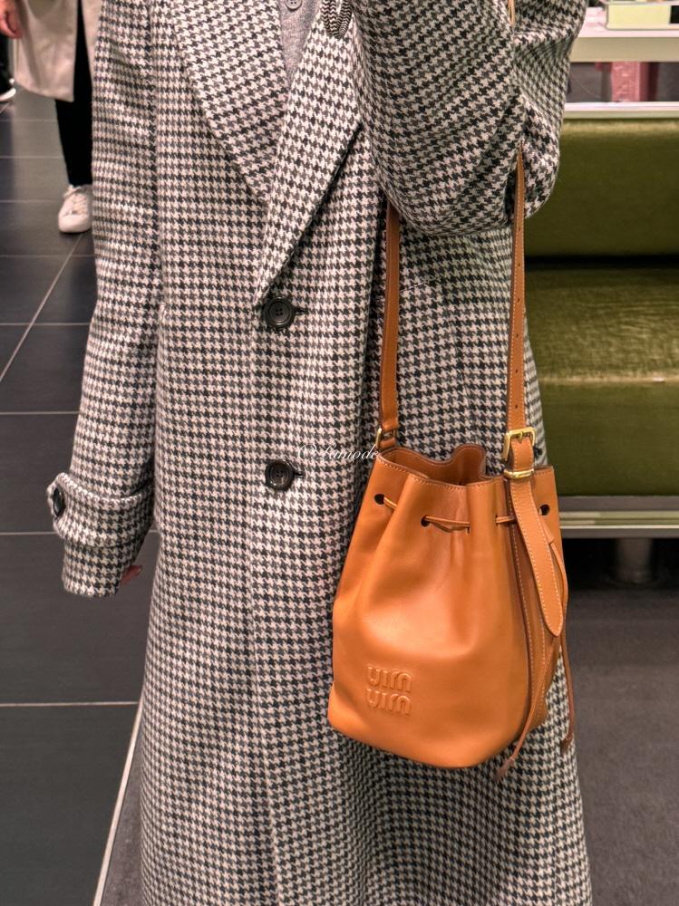 Miu Miu Cognac Leather Bucket Shoulder Bag