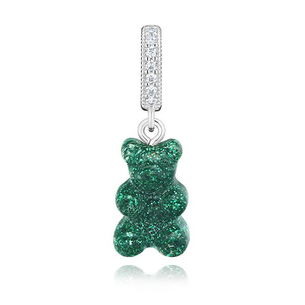 CRYSTAL HAZE Green Bear Haze Pave Connector Silver Women’s Charm Keyring
