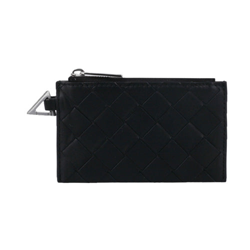 Bottega Veneta Black Leather Card Holder Keyring Wallet
