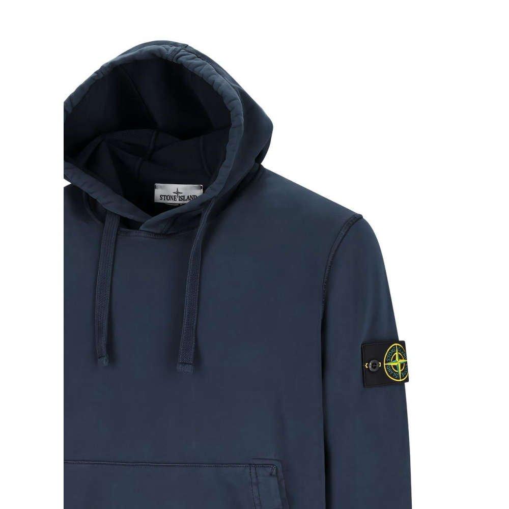 STONE ISLAND Navy Woven Patch Logo Pullover Hoodie Unisex