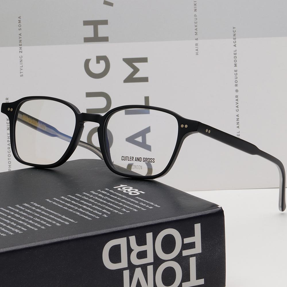 Cutler and Gross Matte Black Lightweight Acetate Eyeglass Frames Un CGOP1360 001