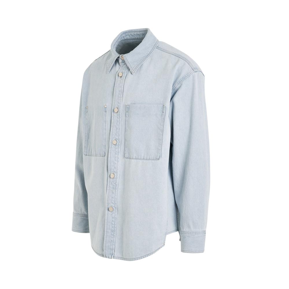 WOOYOUNGMI Light Blue Back Logo Denim Long Sleeve Shirt
