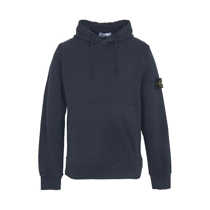 STONE ISLAND Black Cotton Pullover Hoodie for Men