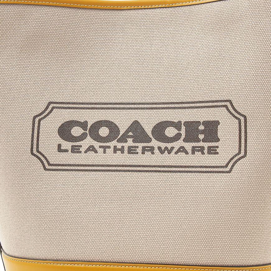 Coach Natural Canvas Yellow Gold Field Bucket Shoulder Bag