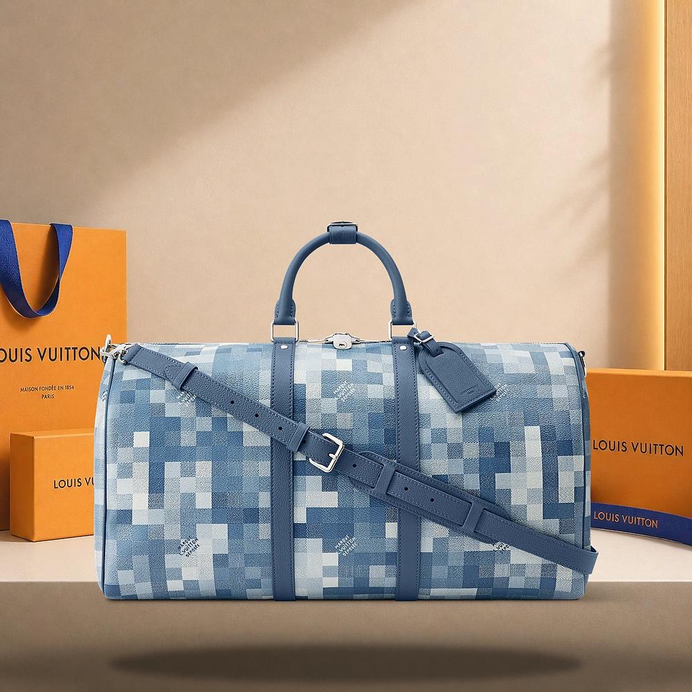 Louis Vuitton Keepall Bandouliere 50 Denim Blue Tote Bag M28842