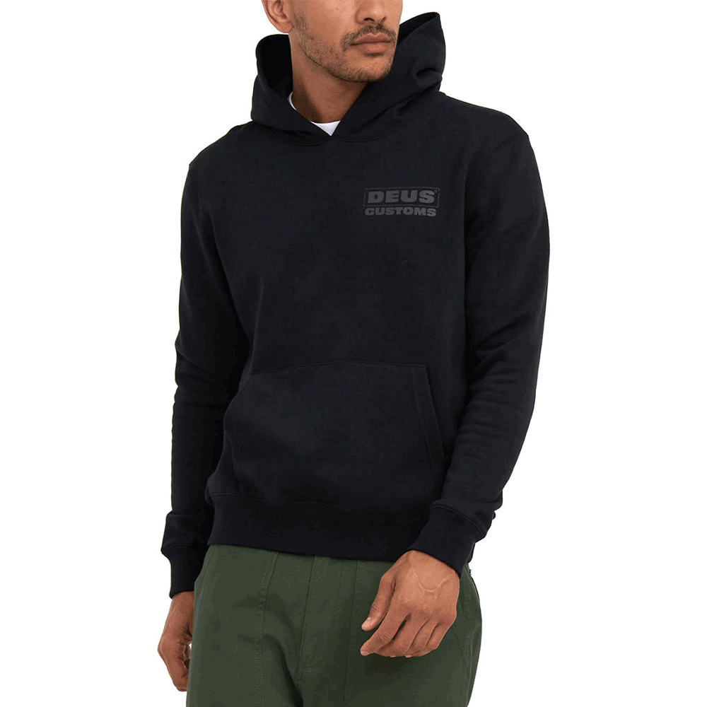 Deus Ex Machina Barrett Hoodie Black Men's Pullover Sweatshirt DMF238098 BLK