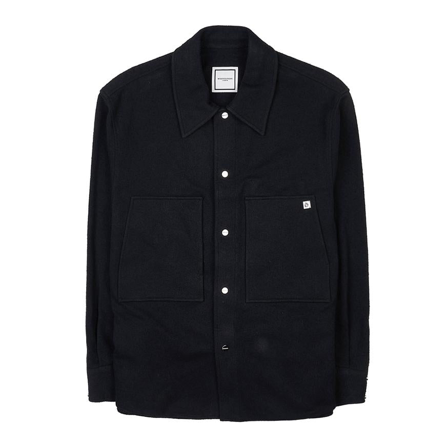 WOOYOUNGMI Cotton Long-Sleeve Pocket Shirt for Men