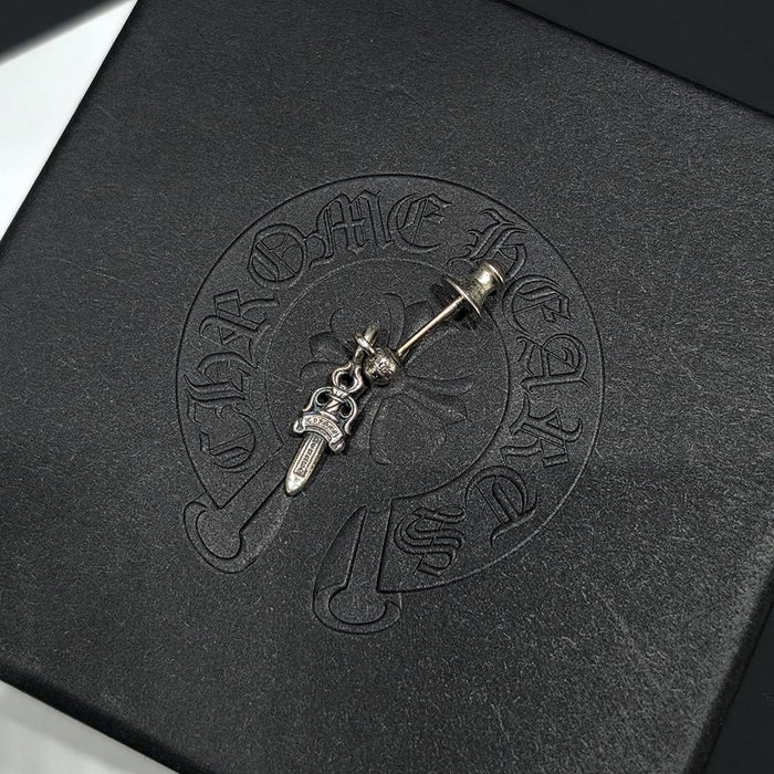 Chrome Hearts Silver CH Dagger Earring Unisex Jewelry