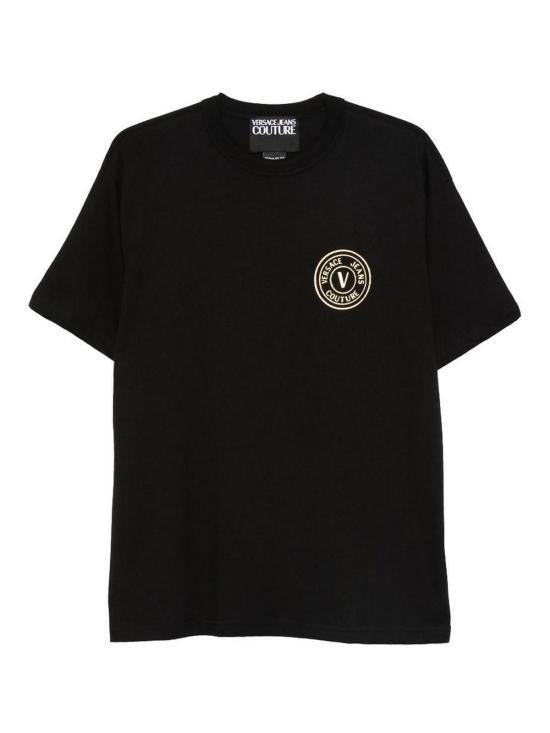 Versace Short Sleeve T-Shirt for Men 80GAHT04 CJ00T G89 BLACK GOLD DOM