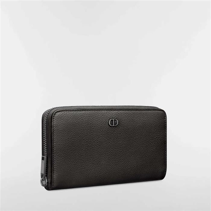 DIOR CD Icon Zip Long Wallet Black Leather Men’s