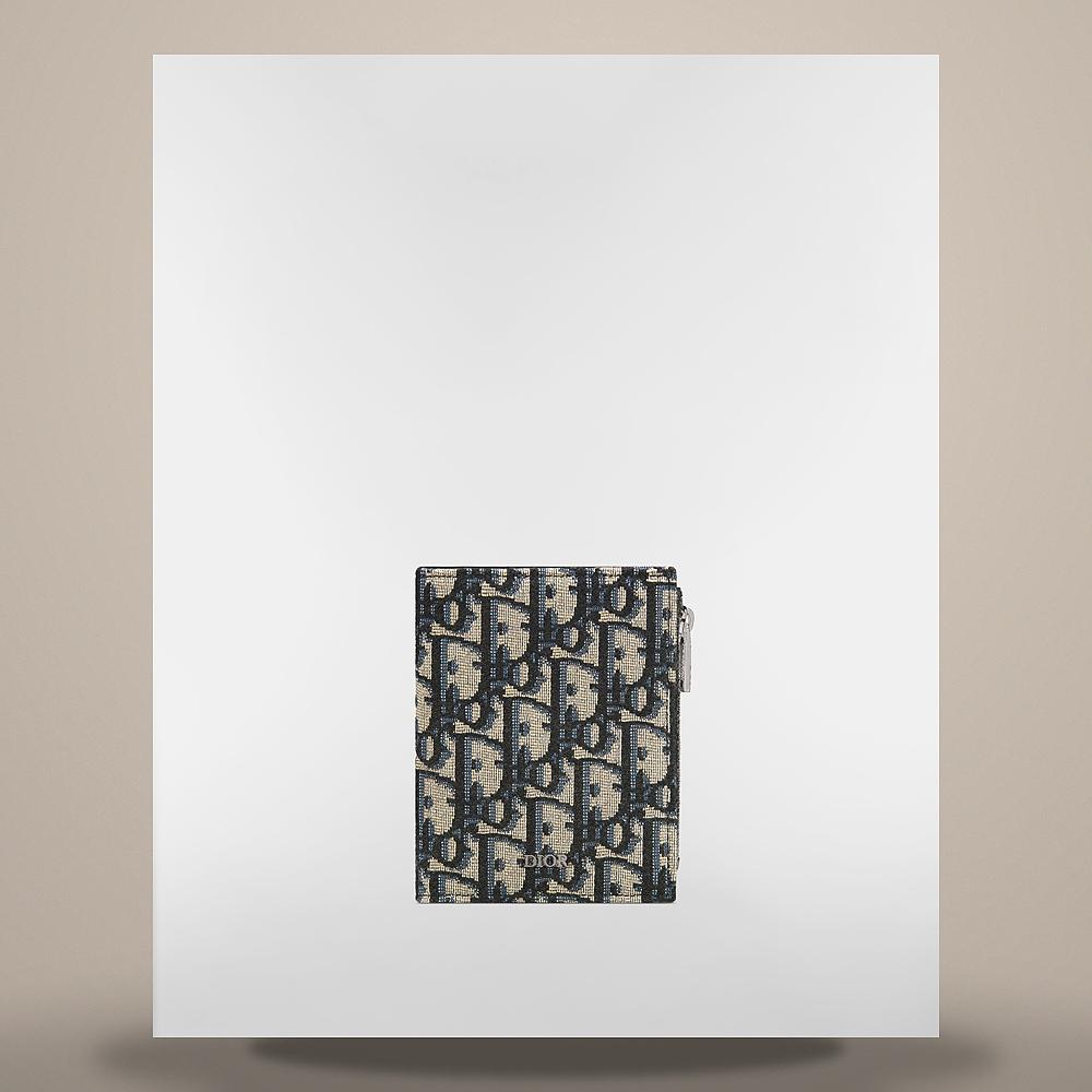 DIOR Beige Black Oblique Jacquard Bifold Card Holder
