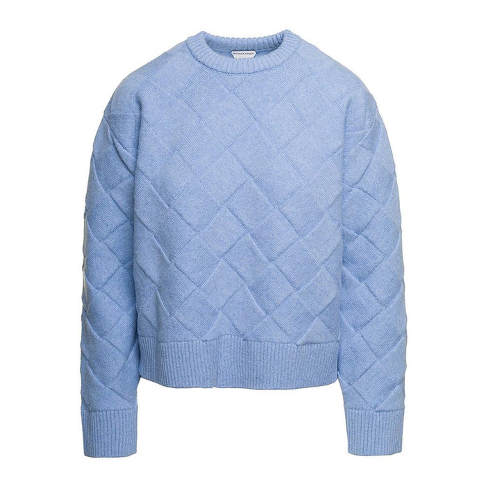 Bottega Veneta Intrecciato Wool Crewneck Sweater Blue