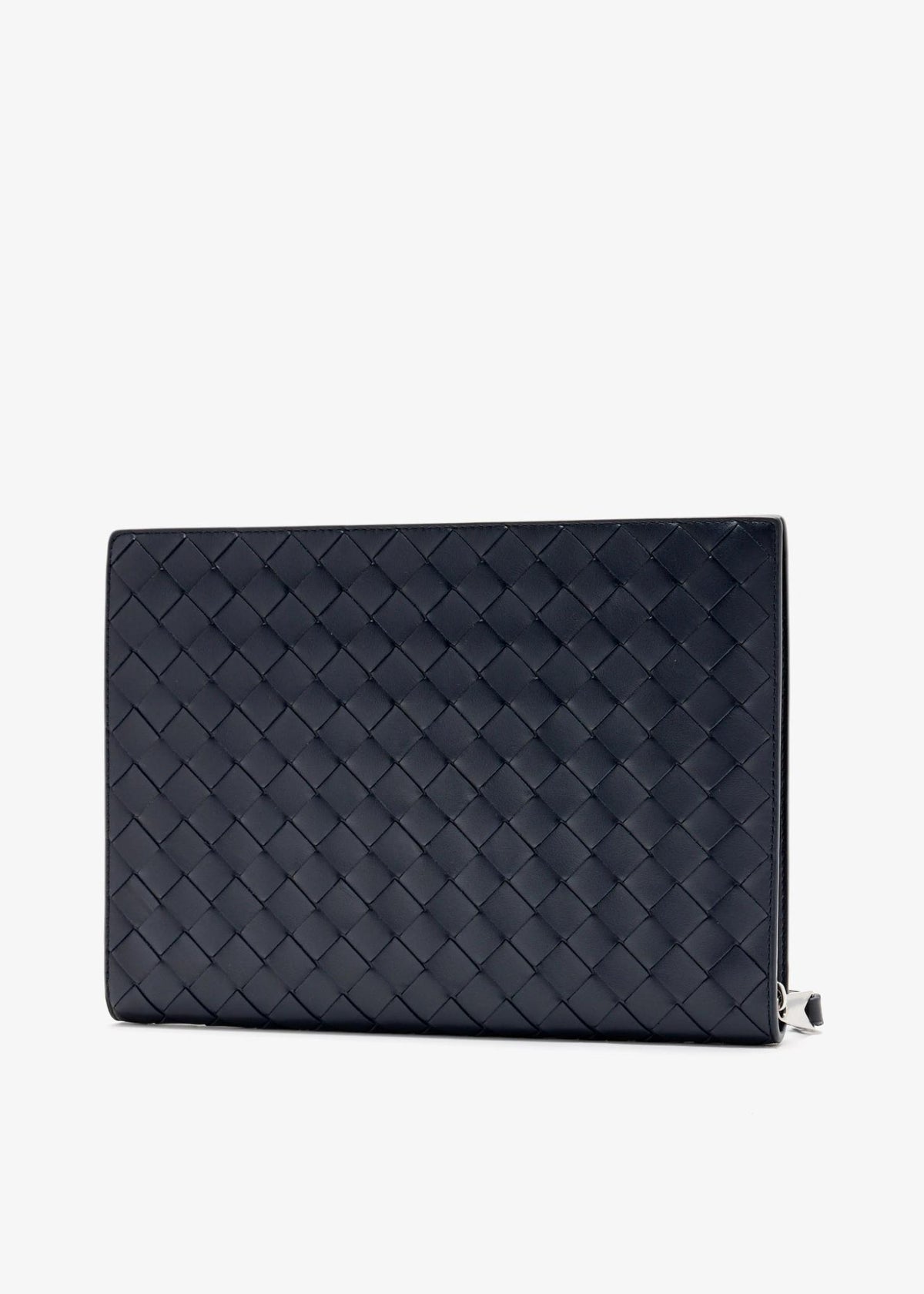 Bottega Veneta Blue Leather Woven Clutch Bag