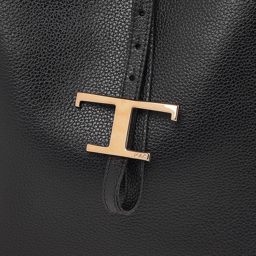 Tods T Timeless Mini Bucket Bag Black Leather Shoulder Bag Women