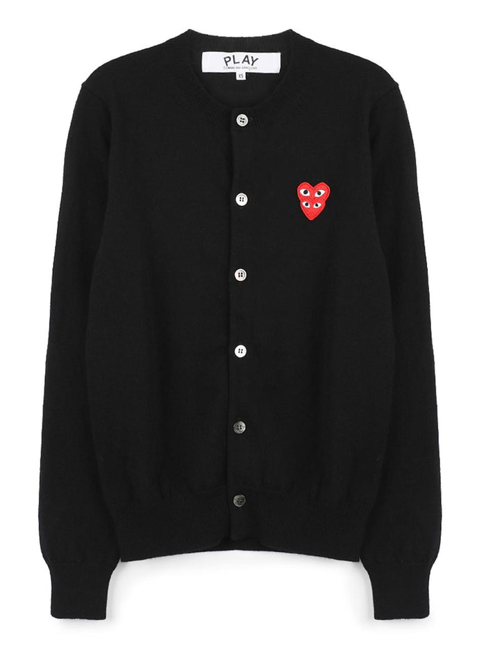 Comme des Garcons Double Red Heart Patch Cardigan Black AX N075 051 1