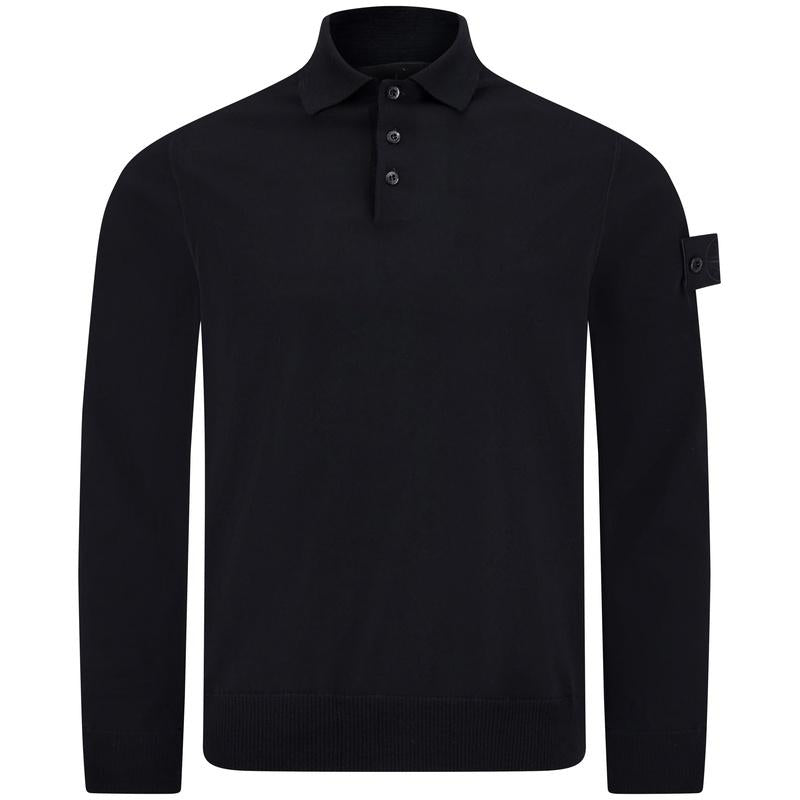 STONE ISLAND Ghost Piece Wool Men’s Polo Knit Sweater Black