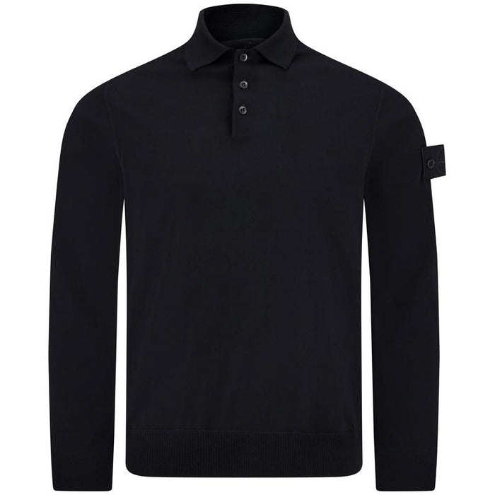 STONE ISLAND Ghost Piece Wool Men’s Polo Knit Sweater Black