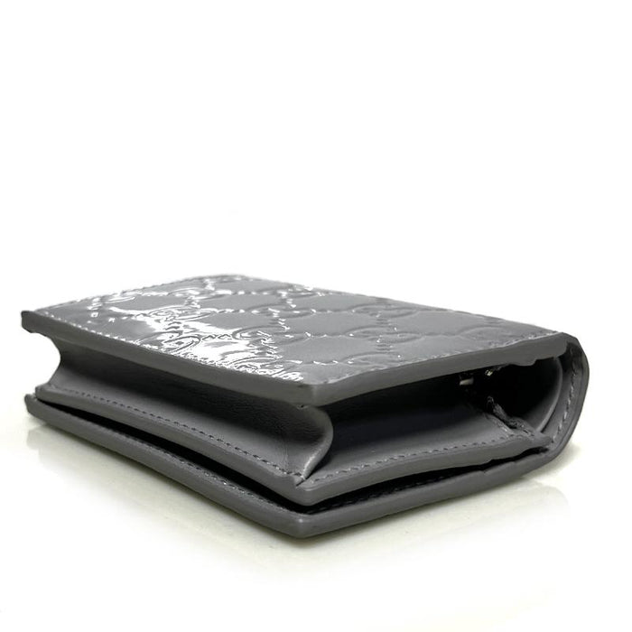 GUCCI GG Emblem Small Silver Leather Bifold Wallet Unisex