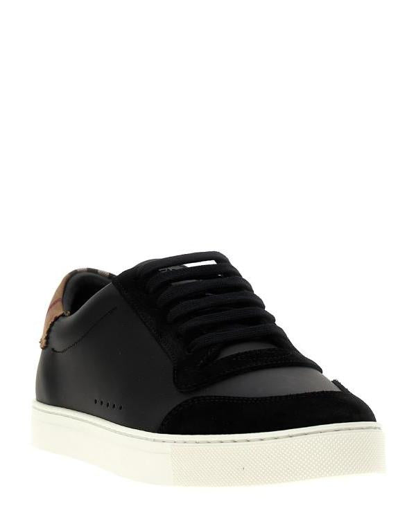 BURBERRY Suede and Vintage Check Cotton Leather Sneakers
