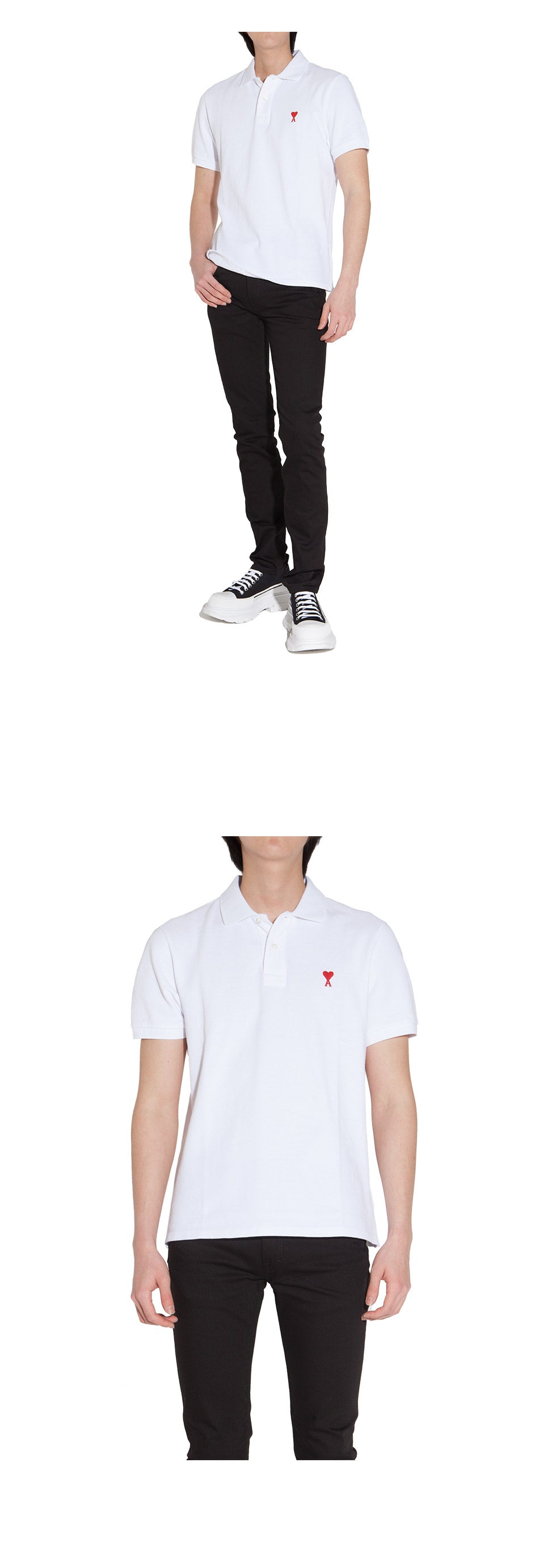 AMI Men's Heart Logo Short Sleeve Polo Shirt BFUPL001 760