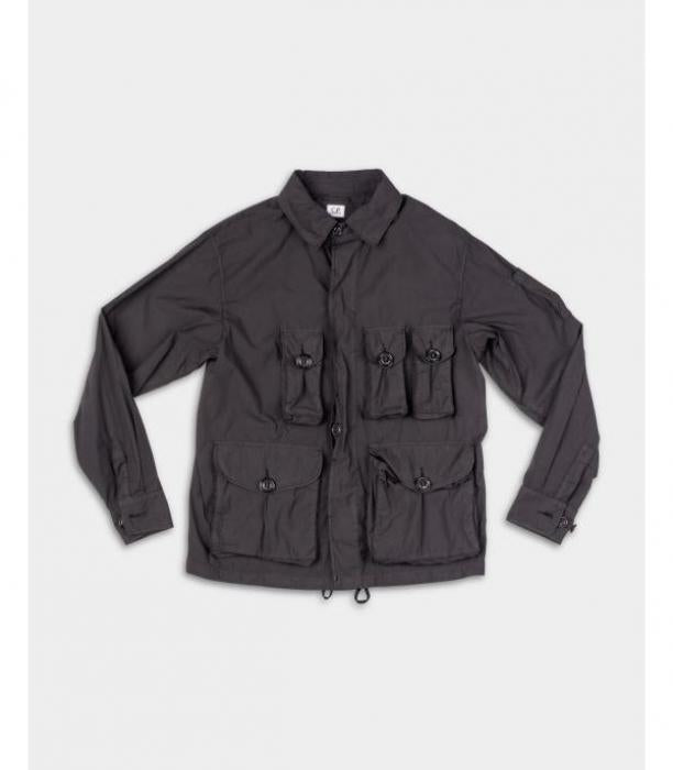 CP Company 50 Fili Stretch Multi-Pocket Overshirt Jacket Black