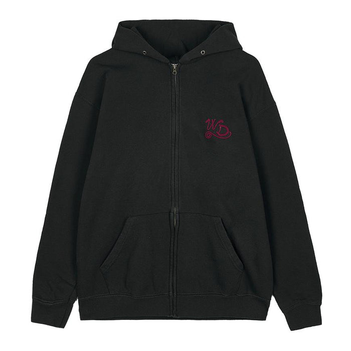 Wild Donkey Unisex Chain Logo Zip Hoodie Black