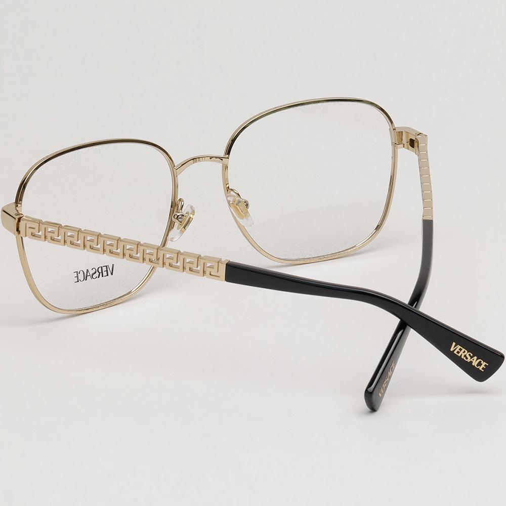 Versace Havana Gold Metal Square Unisex Eyeglass Frames VE1290 1499