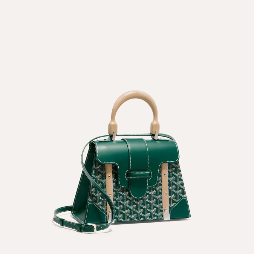 GOYARD Saigon PM Green Leather Top Handle Tote Bag Women SAIGR2PMLTY09 CL09P