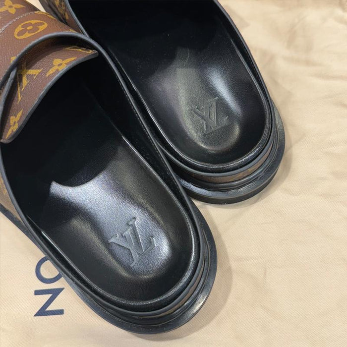 Louis Vuitton Brown Black Logo LV Easy Mule Sandals for Men