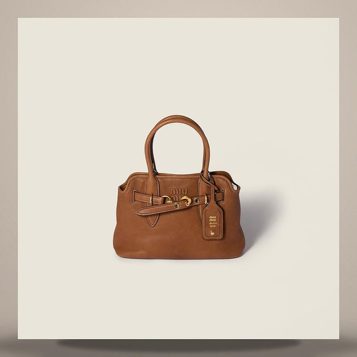Miu Miu Avantgarde Nappa Leather Shoulder Bag Black