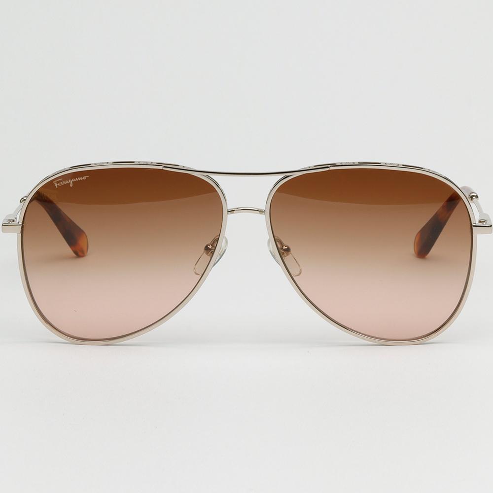 Ferragamo Metal Aviator Double Bridge Oversize Sunglasses