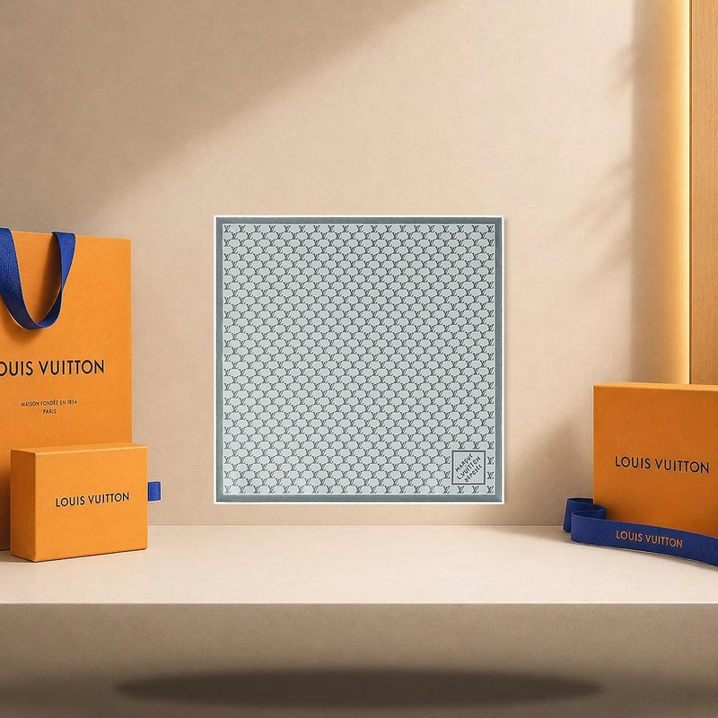 Louis Vuitton Light Gray LV Fishnet Pocket Square Scarf