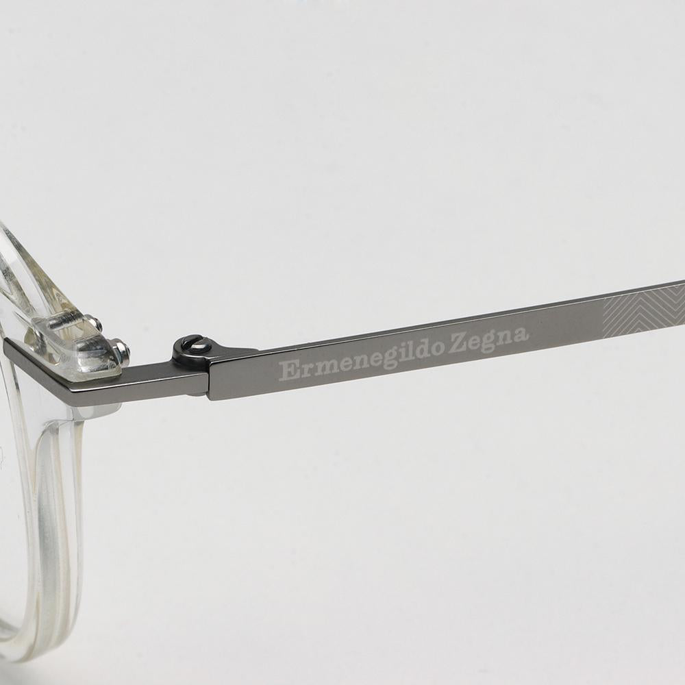 Zegna Transparent Acetate Square Eyeglass Frames Unisex EZ5229 026