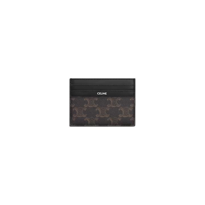 CELINE Large Card Holder Triomphe Canvas Calfskin Card Wallet