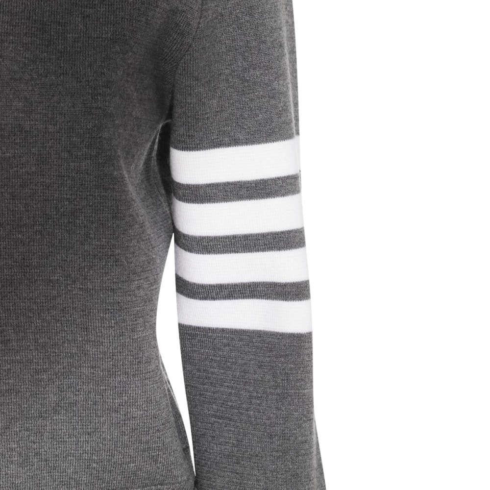 THOM BROWNE Dark Gray Milano Stitch Armband Crewneck Women’s Knit