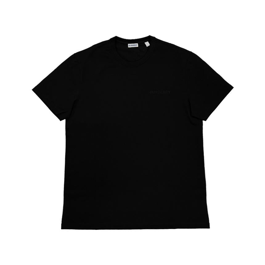 BURBERRY Black Short Sleeve T-Shirt with Embroidered Logo