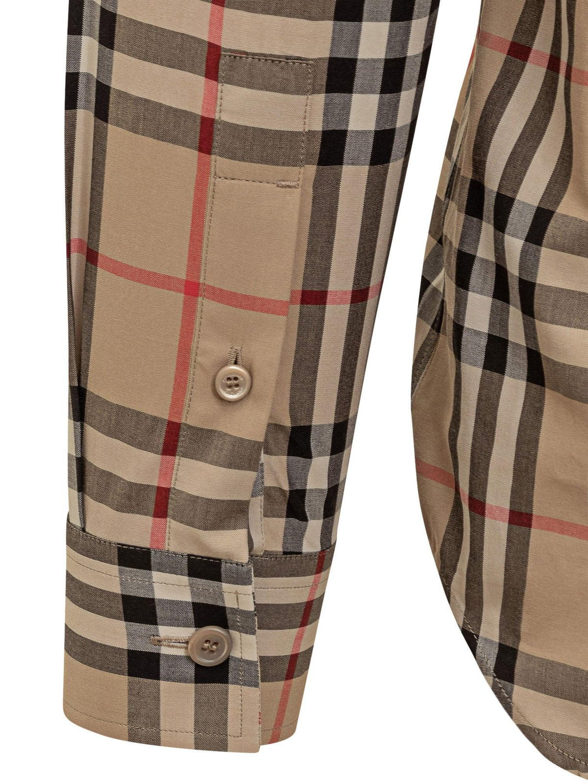 BURBERRY Long Sleeve Shirt Men Cotton Check Beige