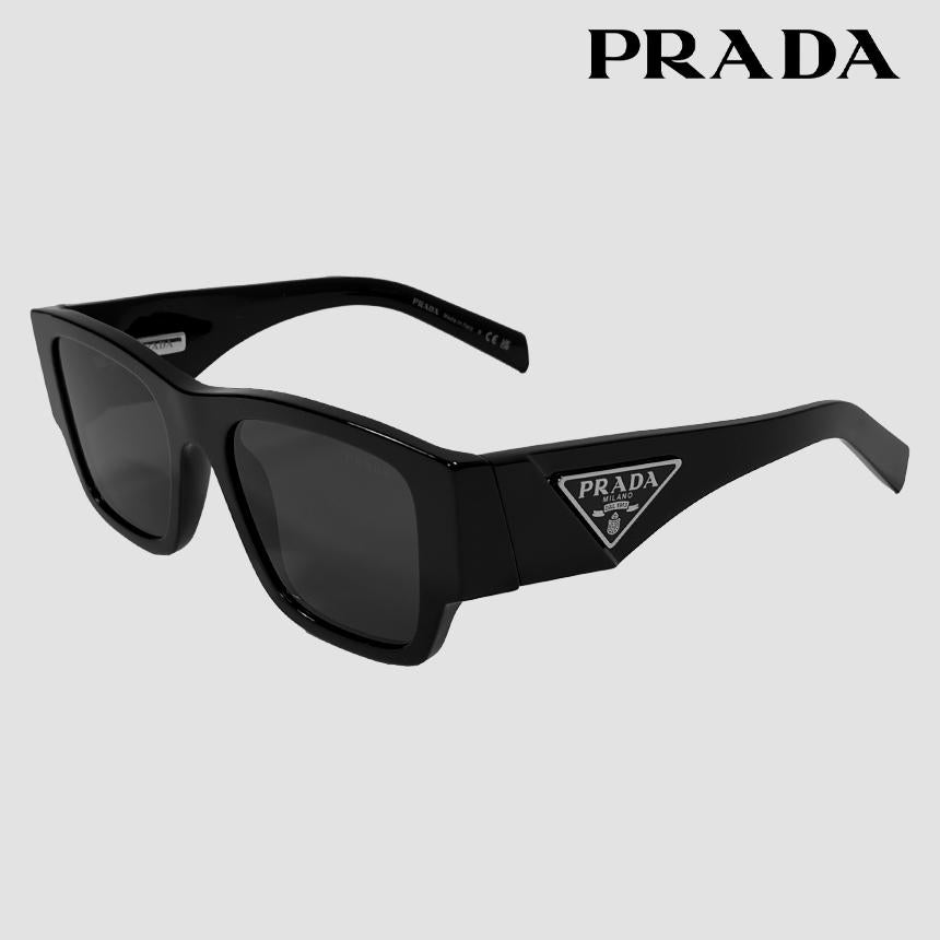 PRADA Black Square Sunglasses with Triangle Metal Logo