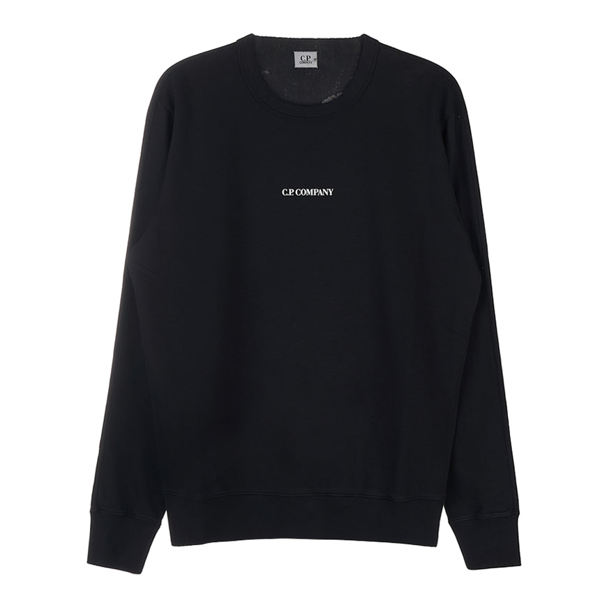 CP Company Logo Print Black Cotton Crewneck Sweatshirt Men