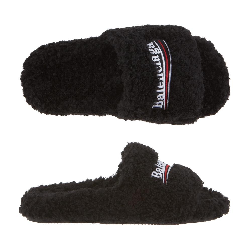 BALENCIAGA Furry Faux Shearling Women’s Slide Sandals