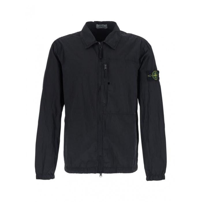 STONE ISLAND Nylon Metal Econyl Overshirt Long Sleeve Shirt Black