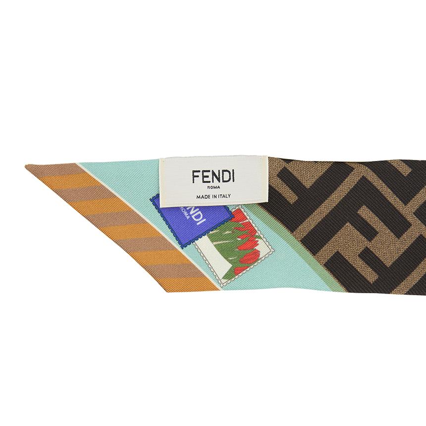 FENDI Optical Print Wrappy Women Silk Scarf Scarf