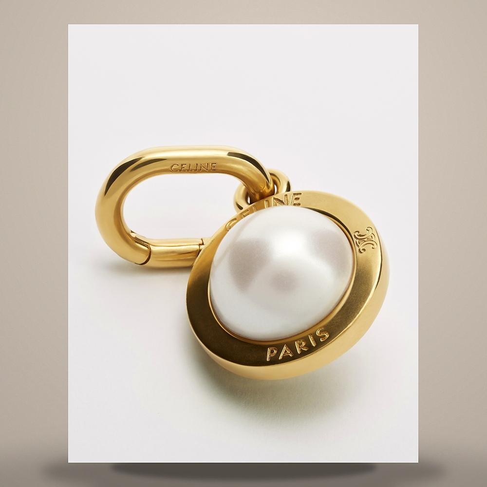CELINE Pearl Resin Gold-Finish Brass Keyring Gold Ivory B104Z6PRB 01GI