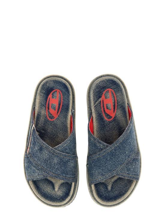 DIESEL Blue Mule Slide Sandals Y03612P0320HA711 BLUE DOM