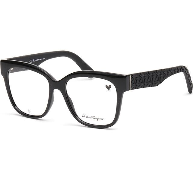 Ferragamo Black Logo Pattern Eyeglass Frames Unisex Accessories SF2956E 001