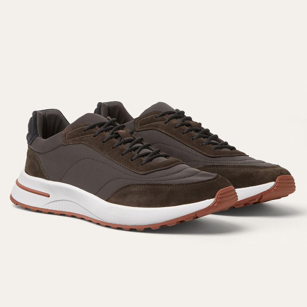 Loro Piana Suede Calfskin Weekend Walk Sneakers Black Sesame