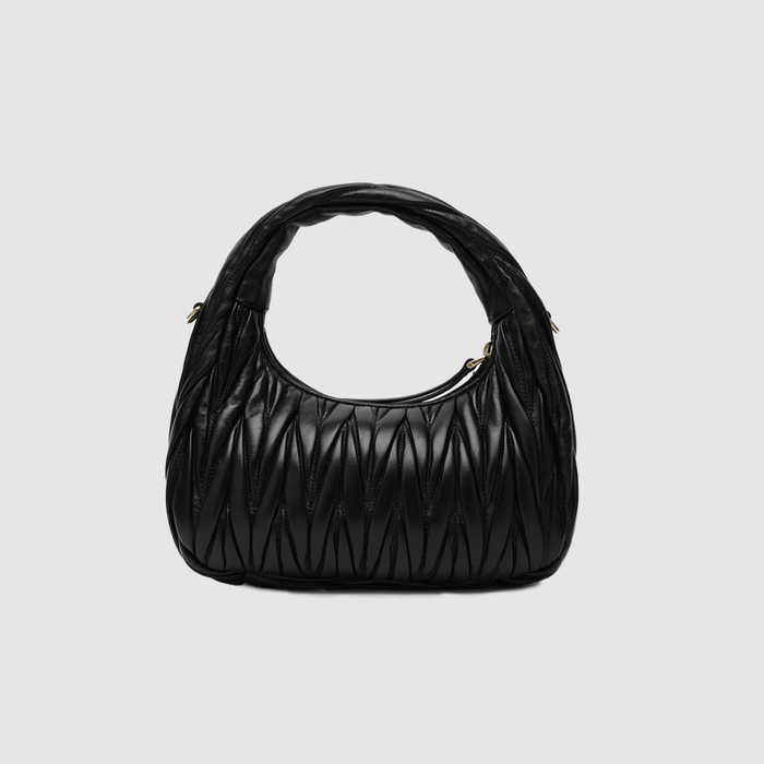Miu Miu Matelassé Nappa Leather Hobo Shoulder Bag Black