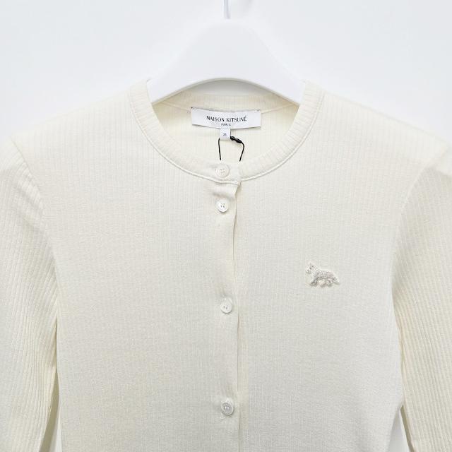 Maison Kitsune Baby Fox Ribbed Cardigan Women’s Navy Knit PW00512 KJ0134 0383