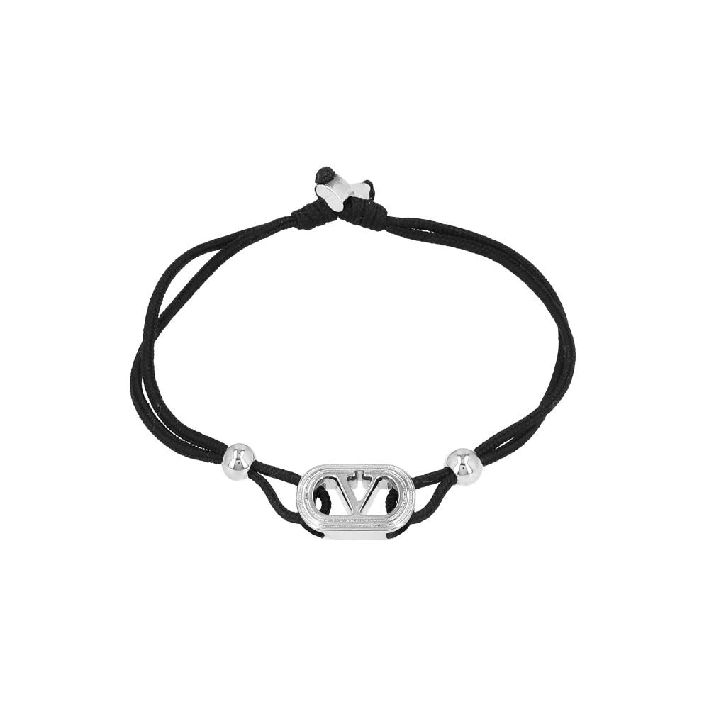 VALENTINO Garavani V Logo Leather Bracelet for Men 8Y2J0BC3 KAZ 0NO